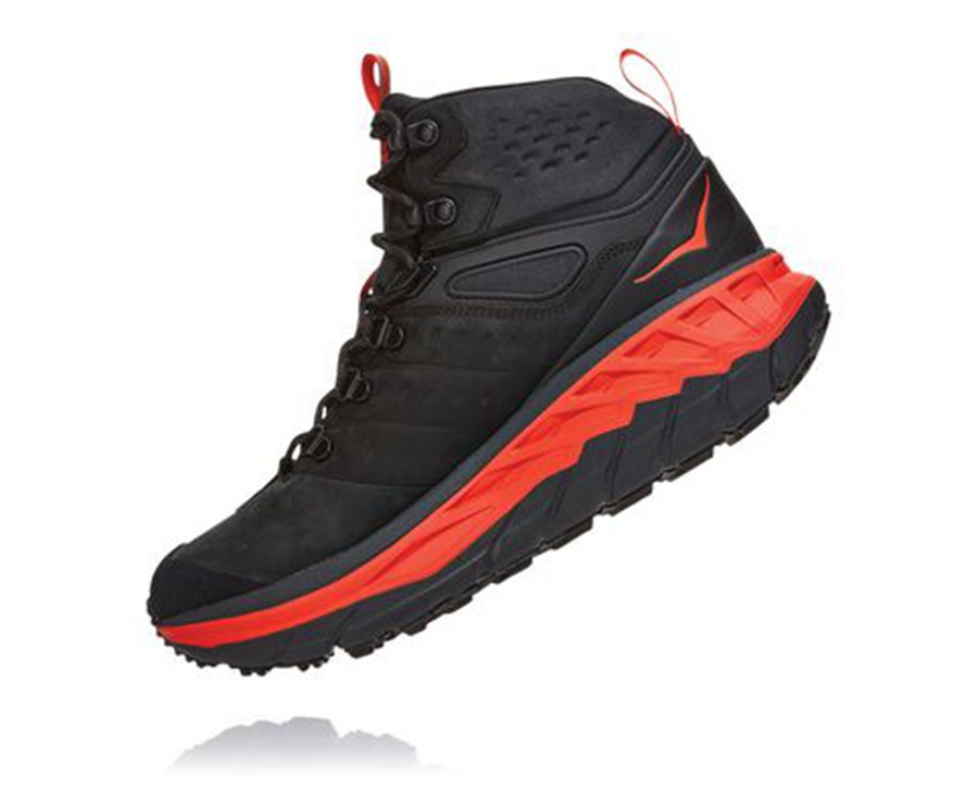 Hoka One One Mens Hiking Boots - Stinson Mid GORE-TEX - Black - XNMQ67302